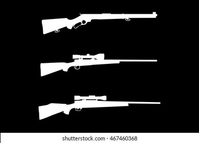 Hunting rifle in flat style, vector illustration on black background