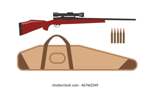 Hunting rifle in flat style, vector illustration on white background