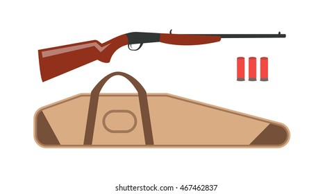 Hunting rifle in flat style, vector illustration on white background