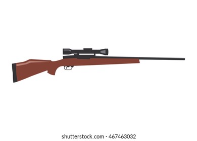 Hunting rifle in flat style, vector illustration on white background
