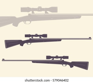 Hunting rifle with optical sight, two sides of old sniper gun