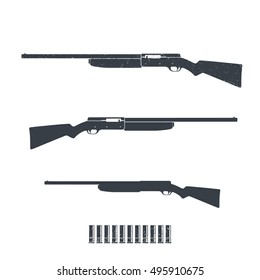 Hunting rifle, shotgun isolated on white