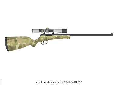 Hunting Rifle Vector Illustration Isolated On White Background