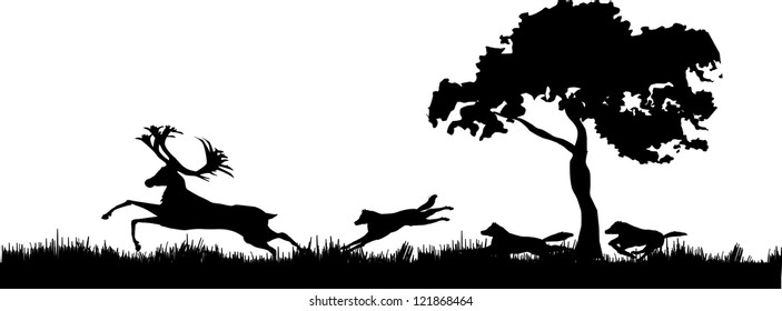 Hunting scene in willife vector