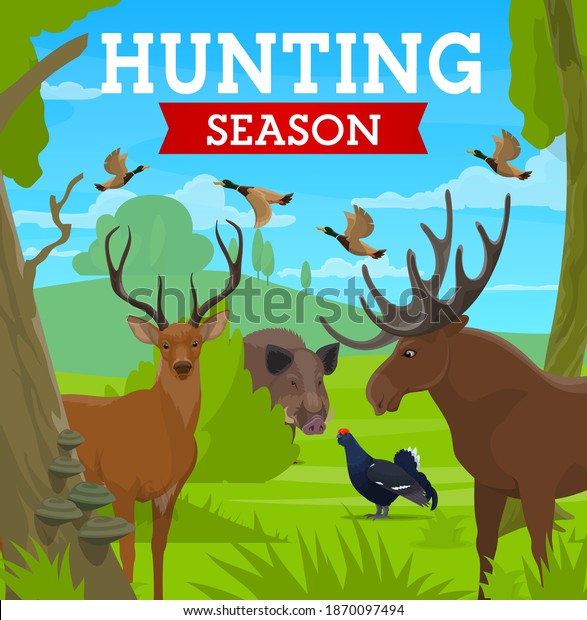 Hunting Season Hunt Animals Wild Forest Stock Vector (Royalty Free