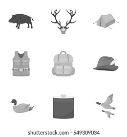 Hunting set icons in monochrome style. Big collection of hunting vector symbol stock illustration