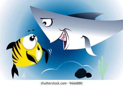 hunting shark is attacking a fish	