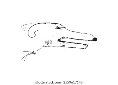 Hunting Sighthound hand-drawn sketches - minimalist ink drawing - Borzoi, hunting sighthound, whippet - linear vector illustrations. Dog breeding business concept.