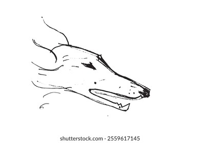 Hunting Sighthound hand-drawn sketches - minimalist ink drawing - Borzoi, hunting sighthound, whippet - linear vector illustrations. Dog breeding business concept.