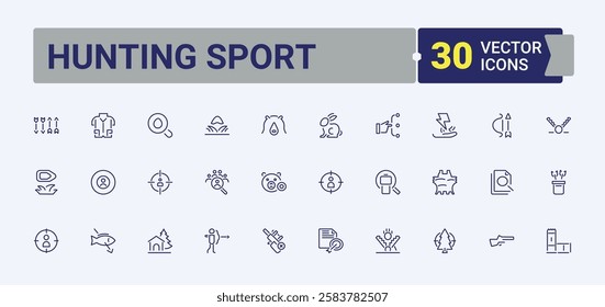 Hunting Sport simple icon. It contains symbols to fishing, fire, water, element, Hunter, point, adventure and more. Icons for UI. Vector icons editable stroke.