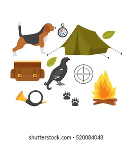 Hunting symbols vector set.
