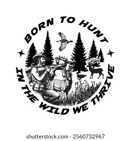 hunting t shirt design illustration