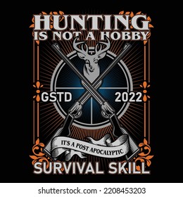 Hunting theme, slogan graphics, and illustrations with patches for t-shirts and other uses.