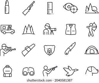 Hunting Thin Line Icons vector design 