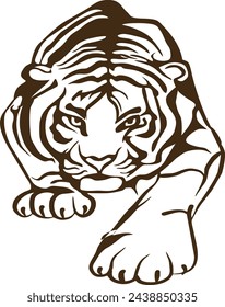 Hunting tiger decor art animal dxf for laser cutting and plasma