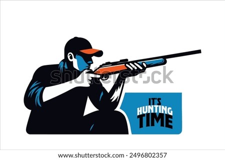 It's hunting time, hunter illustration