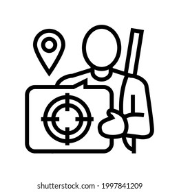 hunting tourism line icon vector. hunting tourism sign. isolated contour symbol black illustration