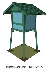 A hunting tower mainly made up of wood sometimes concrete also This type of structure used for hunting activities vector color drawing or illustration