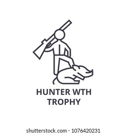 hunting trophy thin line icon, sign, symbol, illustation, linear concept, vector 