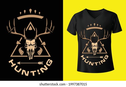 HUNTING T-SHIRT BEAUTIFUL VECTOR BLACK
