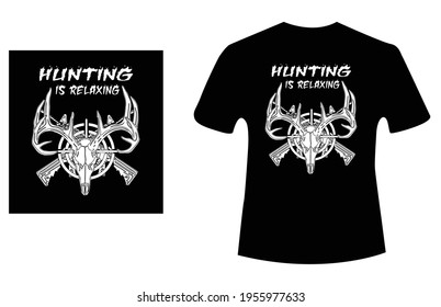 Hunting t-shirt design vector. Black color t shirt with hunting text and deign vector.