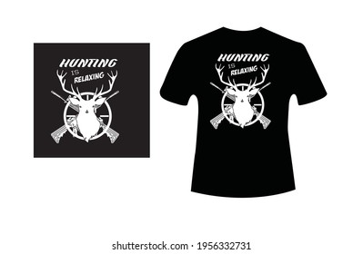 Hunting t-shirt design vector. Black color t shirt with hunting text and deign vector