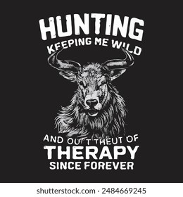 Hunting T-shirt Design Vector is made up of hunting vector, t-shirt grunge, Deer, rifle, tree