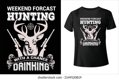 Hunting T-Shirt Design Hunting design vector template Tshirt prints with wild animals for apparel design. Vector hunter club mascots bear, boar, moose, and deer trophy. Isolated monochrome retro label