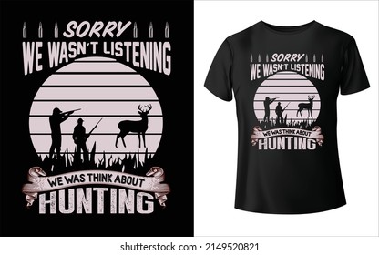 Hunting T-Shirt Design Hunting design vector template Tshirt prints with wild animals for apparel design. Vector hunter club mascots bear, boar, moose, and deer trophy. Isolated monochrome retro label