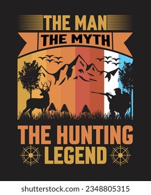 Hunting T-shirt Design Vector- I was thinking about hunting. Hunting vector. Hunting t-shirt. Deer, mountain.