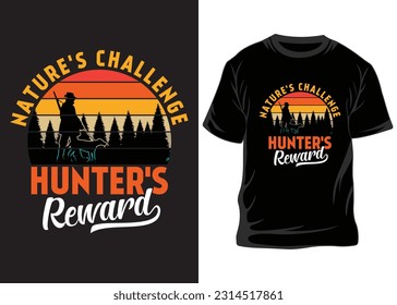 Hunting T-shirt Design Vector-Hunting vector. Hunting t-shirt grunge. Deer, rifle, mountain, This for hunting lover, print on demand.