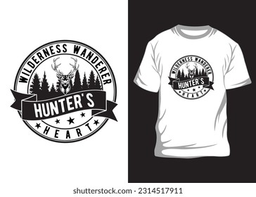Hunting T-shirt Design Vector-Hunting vector. Hunting t-shirt grunge. Deer, rifle, mountain, This for hunting lover, print on demand.