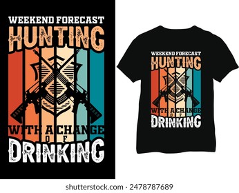 Hunting T-shirt- Hunting Shirts- Hunter retro vintage deer hunting t-shirt design- Deer hunting T-shirt design