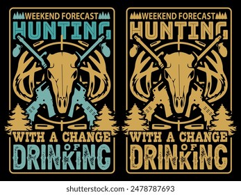 Hunting T-shirt- Hunting Shirts- Hunter retro vintage deer hunting t-shirt design- Deer hunting T-shirt design