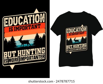 Hunting T-shirt- Hunting Shirts- Hunter retro vintage deer hunting t-shirt design- Deer hunting T-shirt design