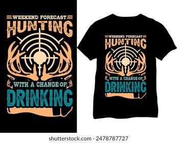 Hunting T-shirt- Hunting Shirts- Hunter retro vintage deer hunting t-shirt design- Deer hunting T-shirt design