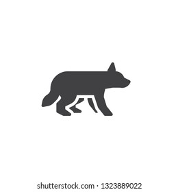 Hunting wolf vector icon. filled flat sign for mobile concept and web design. Wild wolf glyph icon. Forest animal symbol, logo illustration. Pixel perfect vector graphics