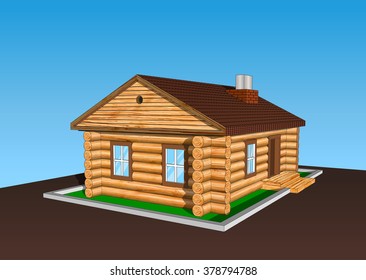 Hunting wood home build on the nature in forest right side view