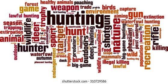 Hunting word cloud concept. Vector illustration