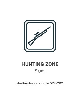Hunting zone outline vector icon. Thin line black hunting zone icon, flat vector simple element illustration from editable signs concept isolated stroke on white background
