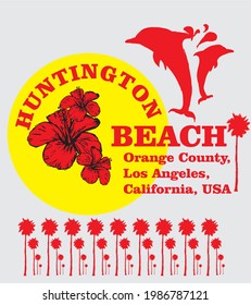 huntington beach graphic design vector art