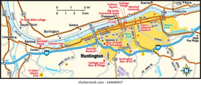 Huntington, West Virginia Area Map