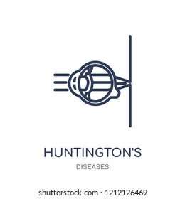 Huntington's disease icon. Huntington's disease linear symbol design from Diseases collection. Simple outline element vector illustration on white background.