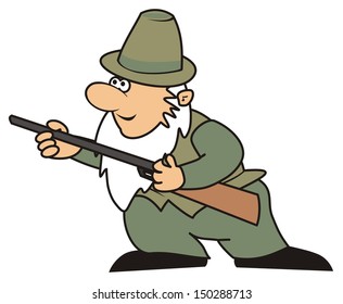 huntsman, man, vector icon, funny illustration