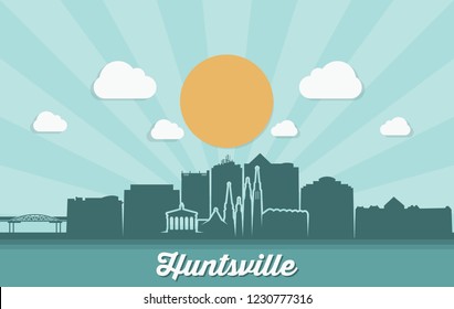 Huntsville skyline - Alabama, United States of America, USA - vector illustration