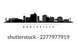 Huntsville skyline horizontal banner. Black and white silhouette of Huntsville, Alabama. Vector template for your design. 