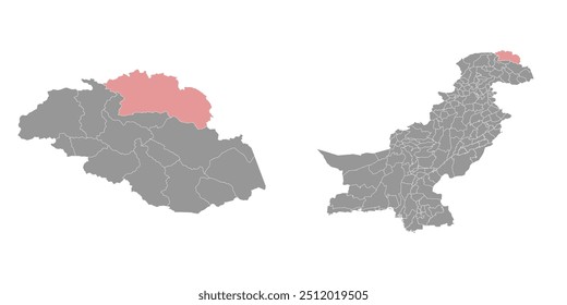 Hunza district map, administrative division of Pakistan. Vector illustration.