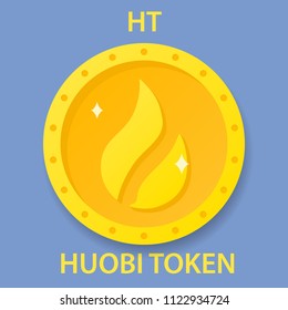 Huobi Token Coin cryptocurrency blockchain icon. Virtual electronic, internet money or cryptocoin symbol, logo