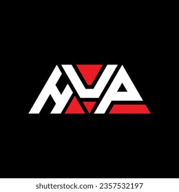 HUP triangle letter logo design with triangle shape. HUP triangle logo design monogram. HUP triangle vector logo template with red color. HUP triangular logo Simple, Elegant, and Luxurious design.
