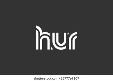 HUR Creative Unique Modern Letter Logo Design. Elegantes Monogramm-Logo-Design mit dekorativen Elementen und Typografie